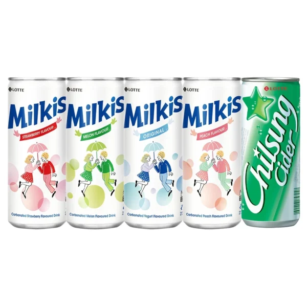 Lotte Milkis & Chilsung (250ml x 30 cans) - Original/Strawberry/Melon/Peach/Lotte Chilsung